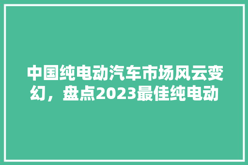 中国纯电动汽车市场风云变幻，盘点2023最佳纯电动车型排行榜