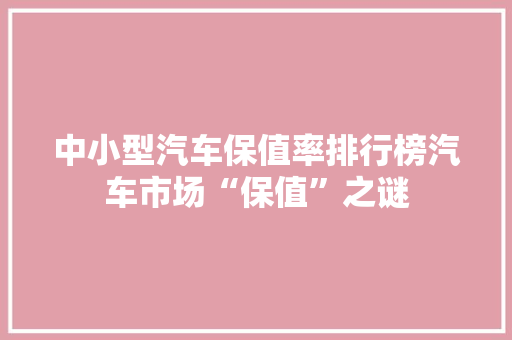 中小型汽车保值率排行榜汽车市场“保值”之谜