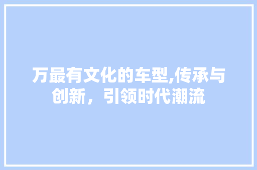 万最有文化的车型,传承与创新，引领时代潮流