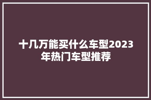 十几万能买什么车型2023年热门车型推荐 车载导航