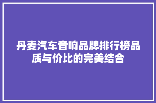 丹麦汽车音响品牌排行榜品质与价比的完美结合