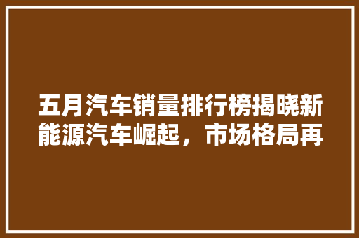 五月汽车销量排行榜揭晓新能源汽车崛起，市场格局再洗牌