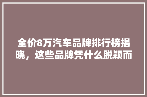 全价8万汽车品牌排行榜揭晓，这些品牌凭什么脱颖而出