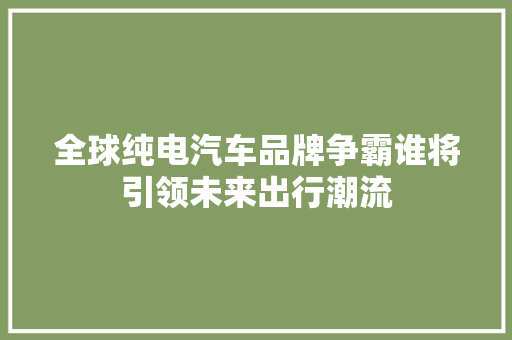 全球纯电汽车品牌争霸谁将引领未来出行潮流