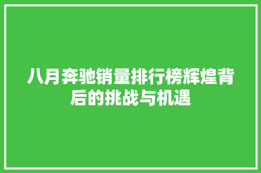 八月奔驰销量排行榜辉煌背后的挑战与机遇