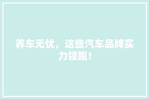 养车无忧，这些汽车品牌实力领跑！ 汽车配件