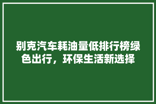 别克汽车耗油量低排行榜绿色出行，环保生活新选择