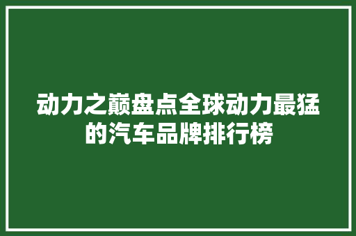 动力之巅盘点全球动力最猛的汽车品牌排行榜