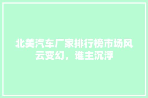 北美汽车厂家排行榜市场风云变幻，谁主沉浮 汽车轮胎