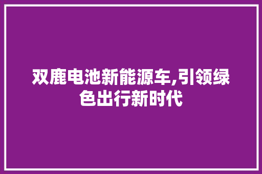 双鹿电池新能源车,引领绿色出行新时代