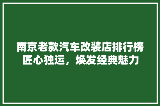 南京老款汽车改装店排行榜匠心独运，焕发经典魅力