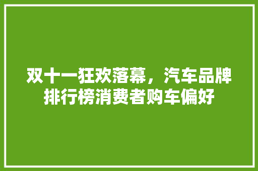 双十一狂欢落幕，汽车品牌排行榜消费者购车偏好