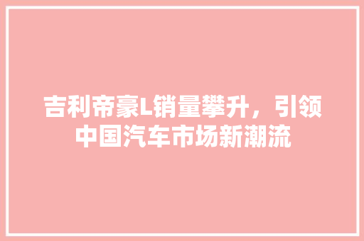 吉利帝豪L销量攀升，引领中国汽车市场新潮流
