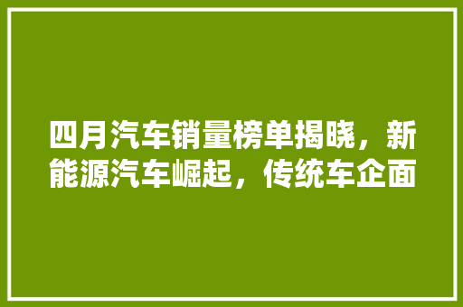 四月汽车销量榜单揭晓，新能源汽车崛起，传统车企面临挑战
