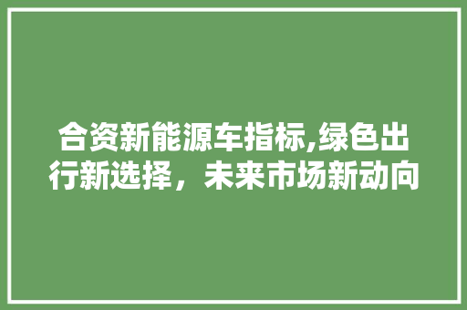 合资新能源车指标,绿色出行新选择，未来市场新动向