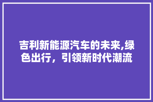 吉利新能源汽车的未来,绿色出行，引领新时代潮流