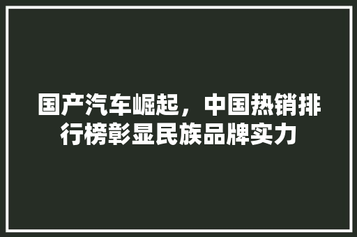国产汽车崛起，中国热销排行榜彰显民族品牌实力 汽车轮胎