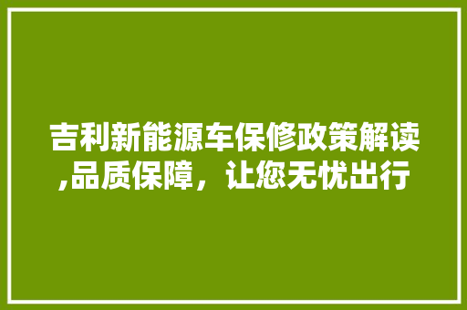 吉利新能源车保修政策解读,品质保障，让您无忧出行 车型评测