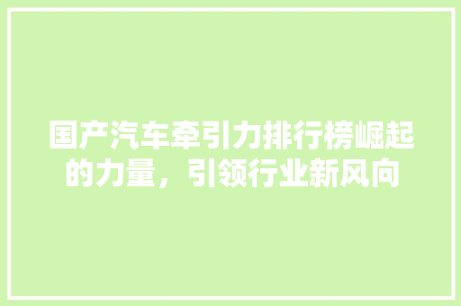 国产汽车牵引力排行榜崛起的力量，引领行业新风向