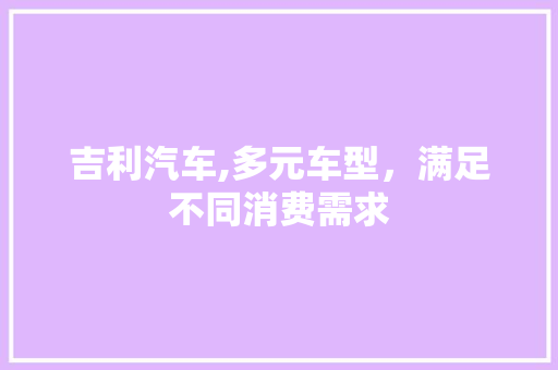吉利汽车,多元车型，满足不同消费需求 车型评测
