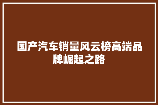 国产汽车销量风云榜高端品牌崛起之路