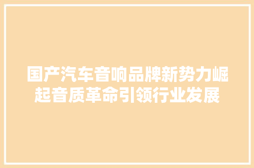 国产汽车音响品牌新势力崛起音质革命引领行业发展