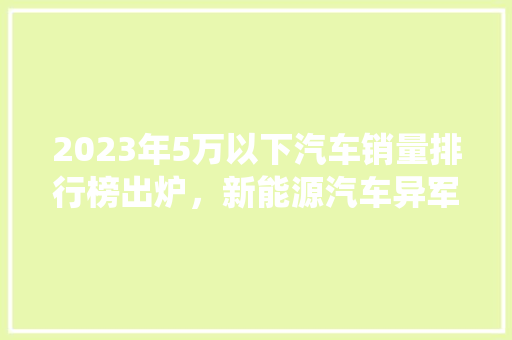 2023年5万以下汽车销量排行榜出炉，新能源汽车异军突起，传统车企面临挑战