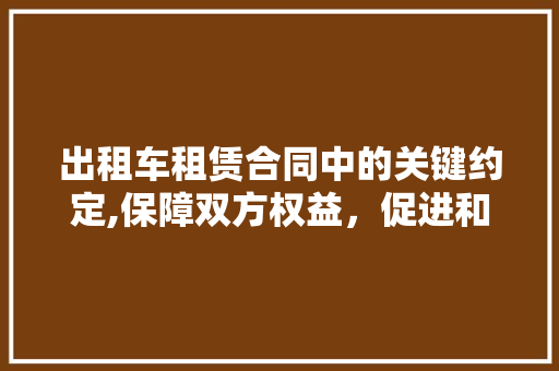 出租车租赁合同中的关键约定,保障双方权益，促进和谐共赢