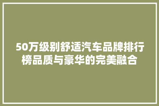 50万级别舒适汽车品牌排行榜品质与豪华的完美融合