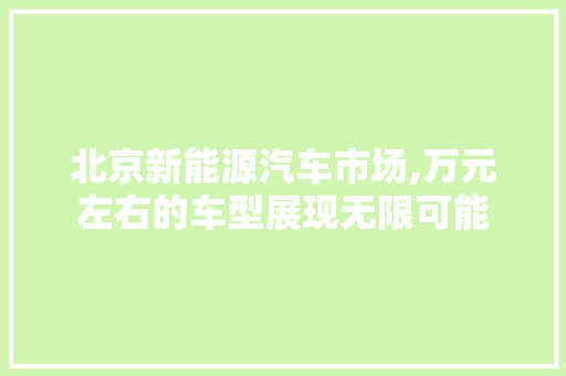 北京新能源汽车市场,万元左右的车型展现无限可能 汽车配件