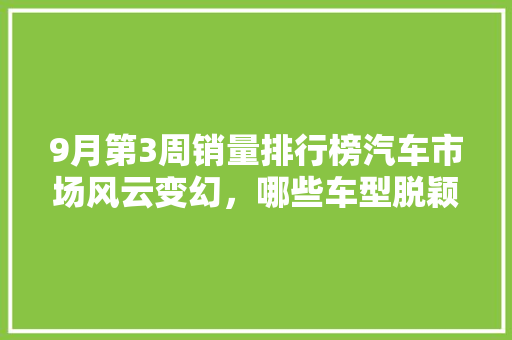 9月第3周销量排行榜汽车市场风云变幻，哪些车型脱颖而出