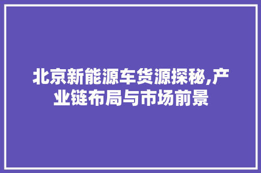 北京新能源车货源探秘,产业链布局与市场前景 汽车配件