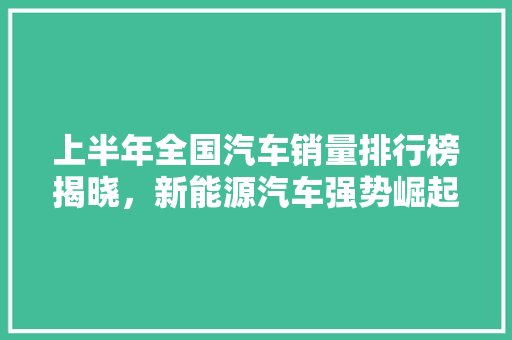 上半年全国汽车销量排行榜揭晓，新能源汽车强势崛起
