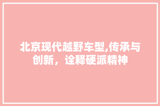 北京现代越野车型,传承与创新，诠释硬派精神