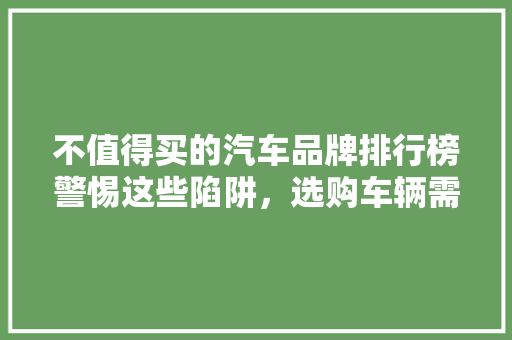 不值得买的汽车品牌排行榜警惕这些陷阱，选购车辆需谨慎