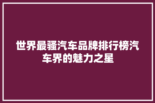 世界最骚汽车品牌排行榜汽车界的魅力之星