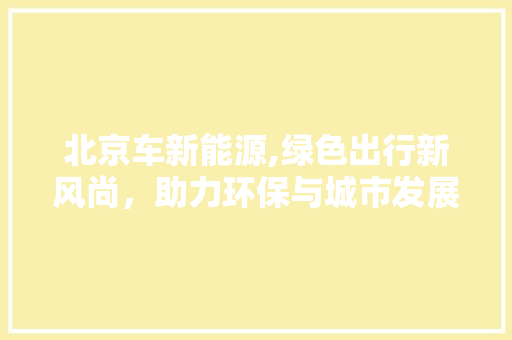 北京车新能源,绿色出行新风尚，助力环保与城市发展