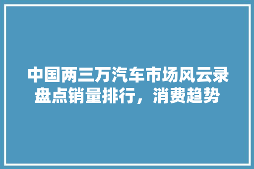 中国两三万汽车市场风云录盘点销量排行，消费趋势