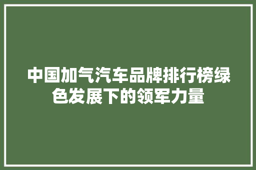 中国加气汽车品牌排行榜绿色发展下的领军力量