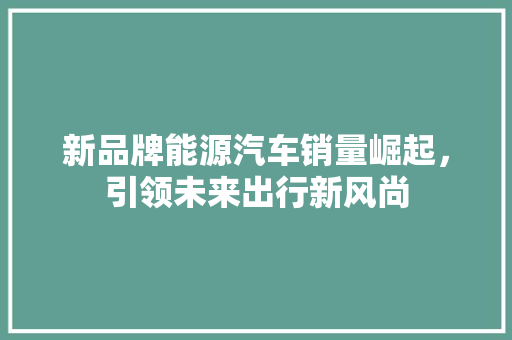 新品牌能源汽车销量崛起，引领未来出行新风尚 混合动力车