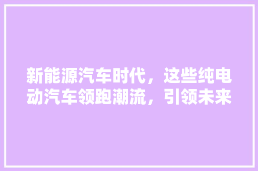 新能源汽车时代，这些纯电动汽车领跑潮流，引领未来出行新风尚