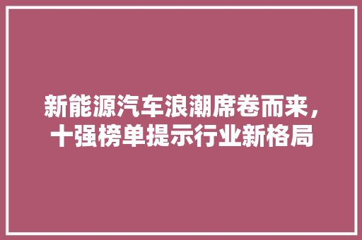 新能源汽车浪潮席卷而来，十强榜单提示行业新格局 车型评测
