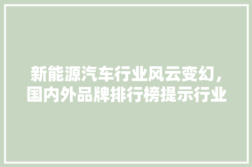 新能源汽车行业风云变幻，国内外品牌排行榜提示行业新趋势