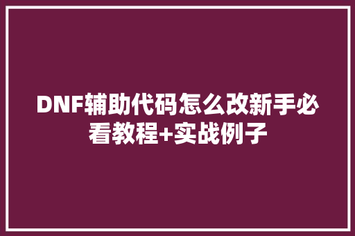 DNF辅助代码怎么改新手必看教程+实战例子