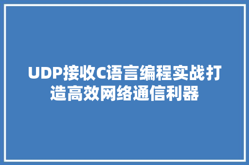 UDP接收C语言编程实战打造高效网络通信利器 自动驾驶