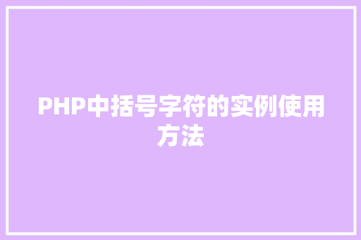 PHP中括号字符的实例使用方法
