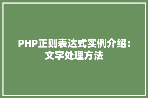 PHP正则表达式实例介绍：文字处理方法