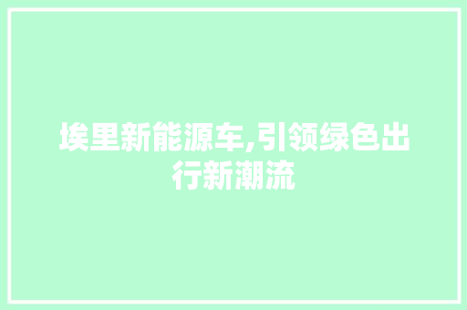 埃里新能源车,引领绿色出行新潮流