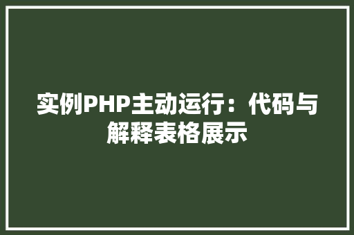 实例PHP主动运行：代码与解释表格展示