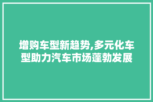 增购车型新趋势,多元化车型助力汽车市场蓬勃发展